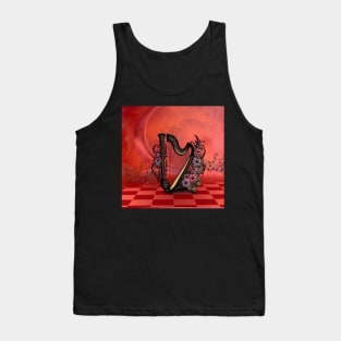 Wonderful harp with colorful flowers Tank Top